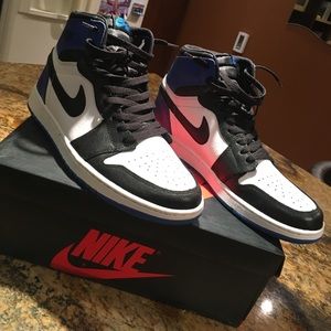 White/black/blue Jordan 1s